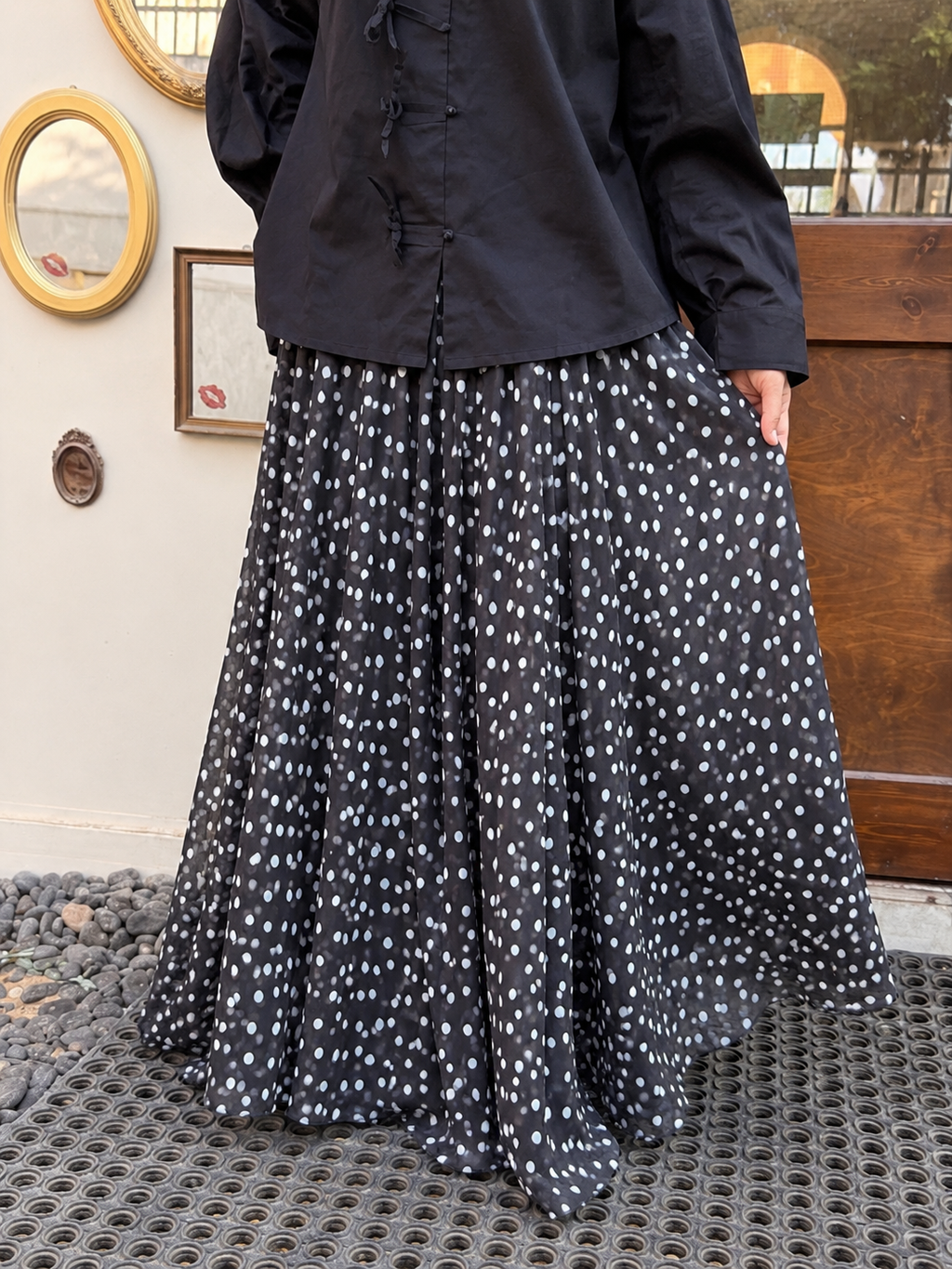 Polka Dot Chiffon Skirt
